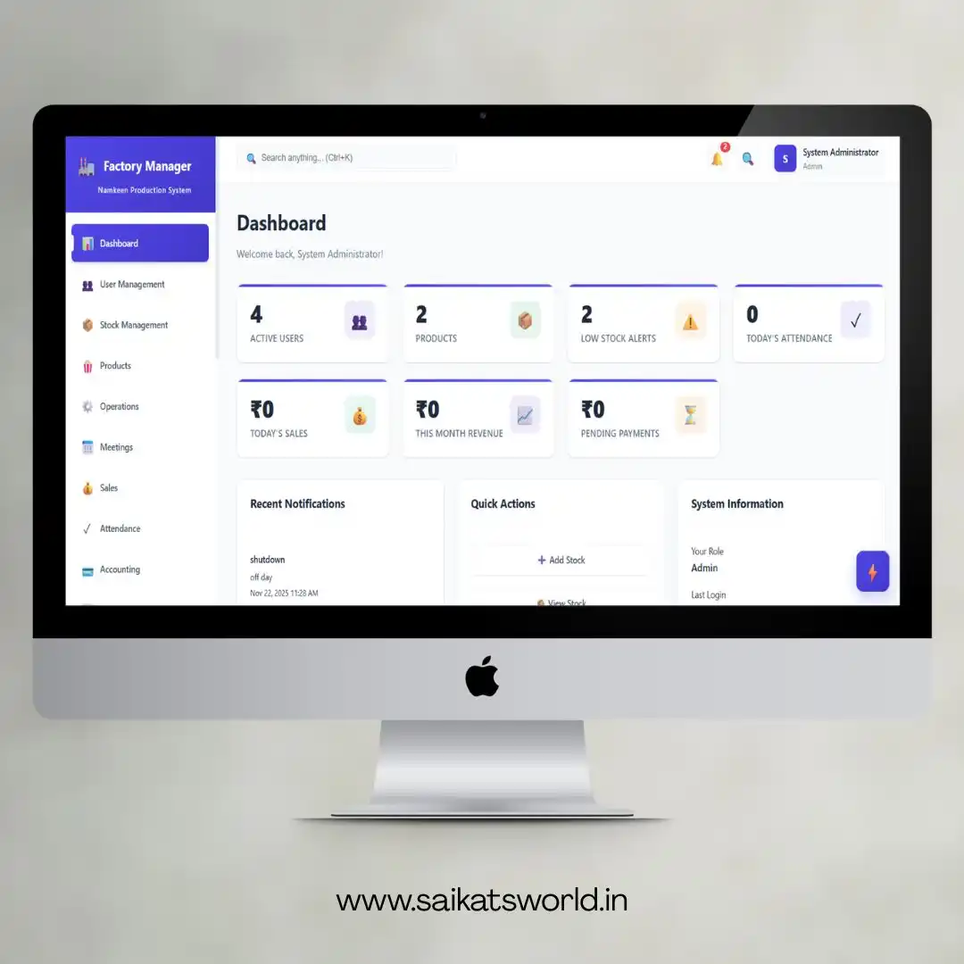 Factory Manager - Namkeen Production ERP preview