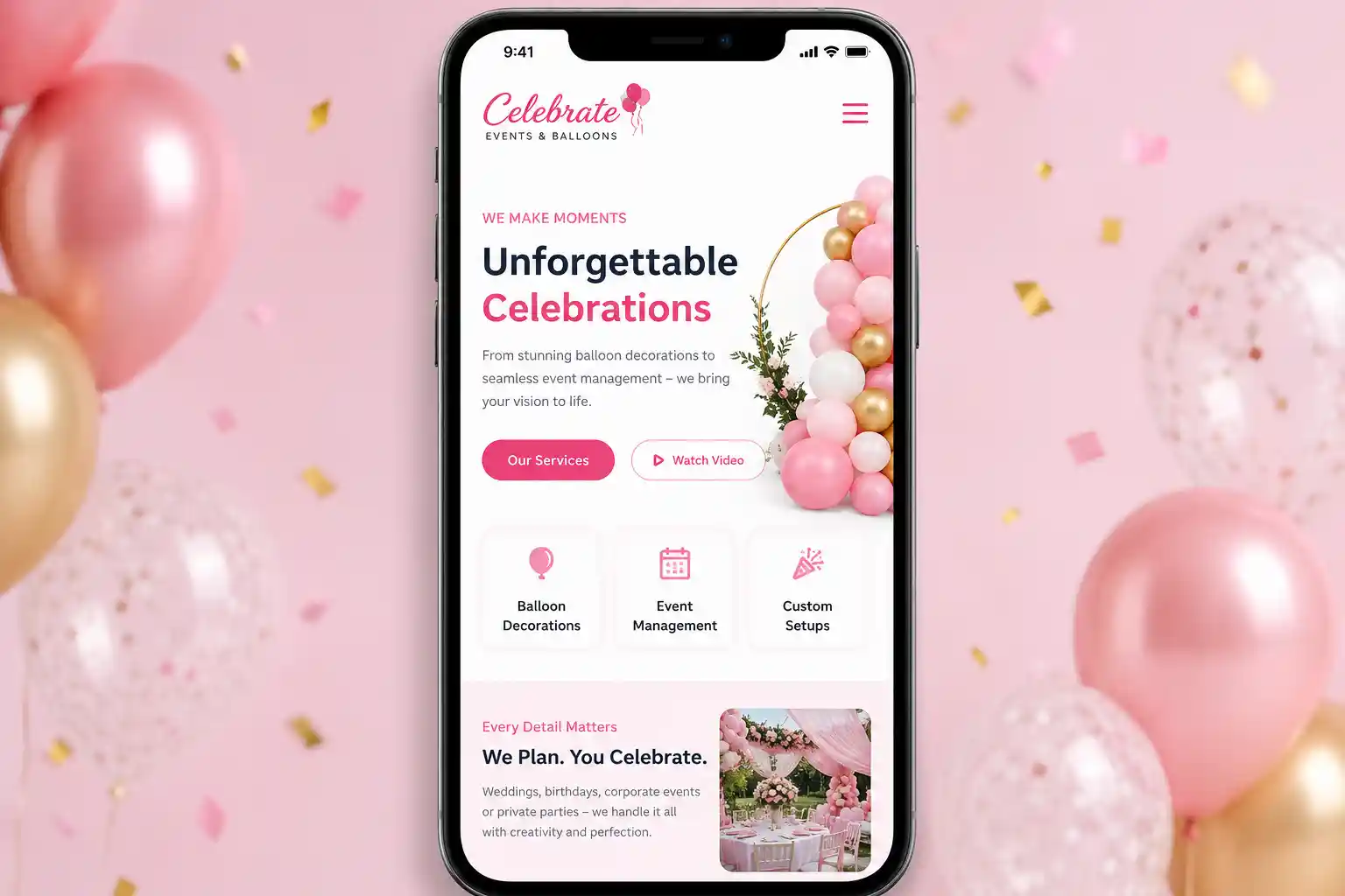 Celebrate Balloon & Event Decor UI