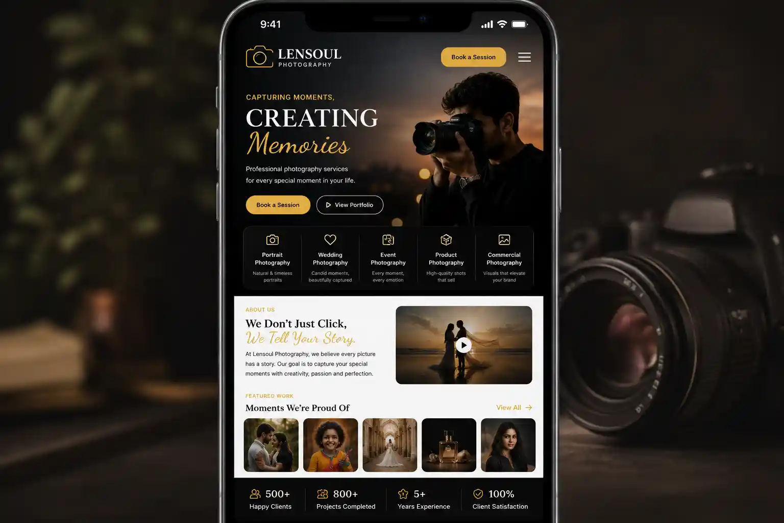 Lensoul Photo Studio Booking UI